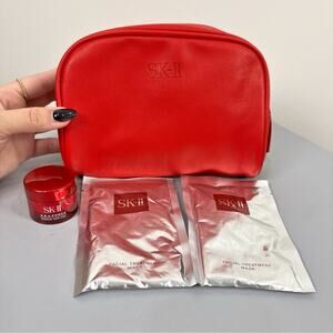 SK-II Travel Bundle Japanese Skincare Kit with Red Pouch